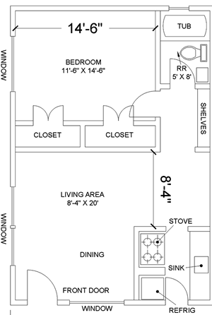 One Bedroom / One Bath - 650 Sq. Ft.*